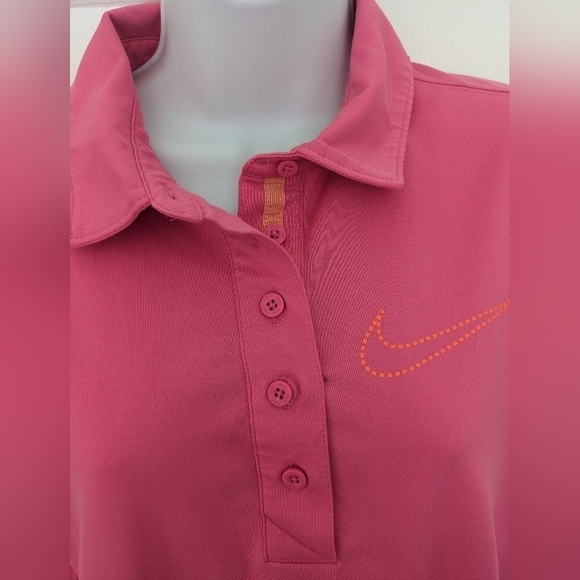 NIKE GOLF PINK DRI-FIT POLO SHORT SLEEVES COLLAR T-SHIRT SIZE LARGE - Picture 4 of 17